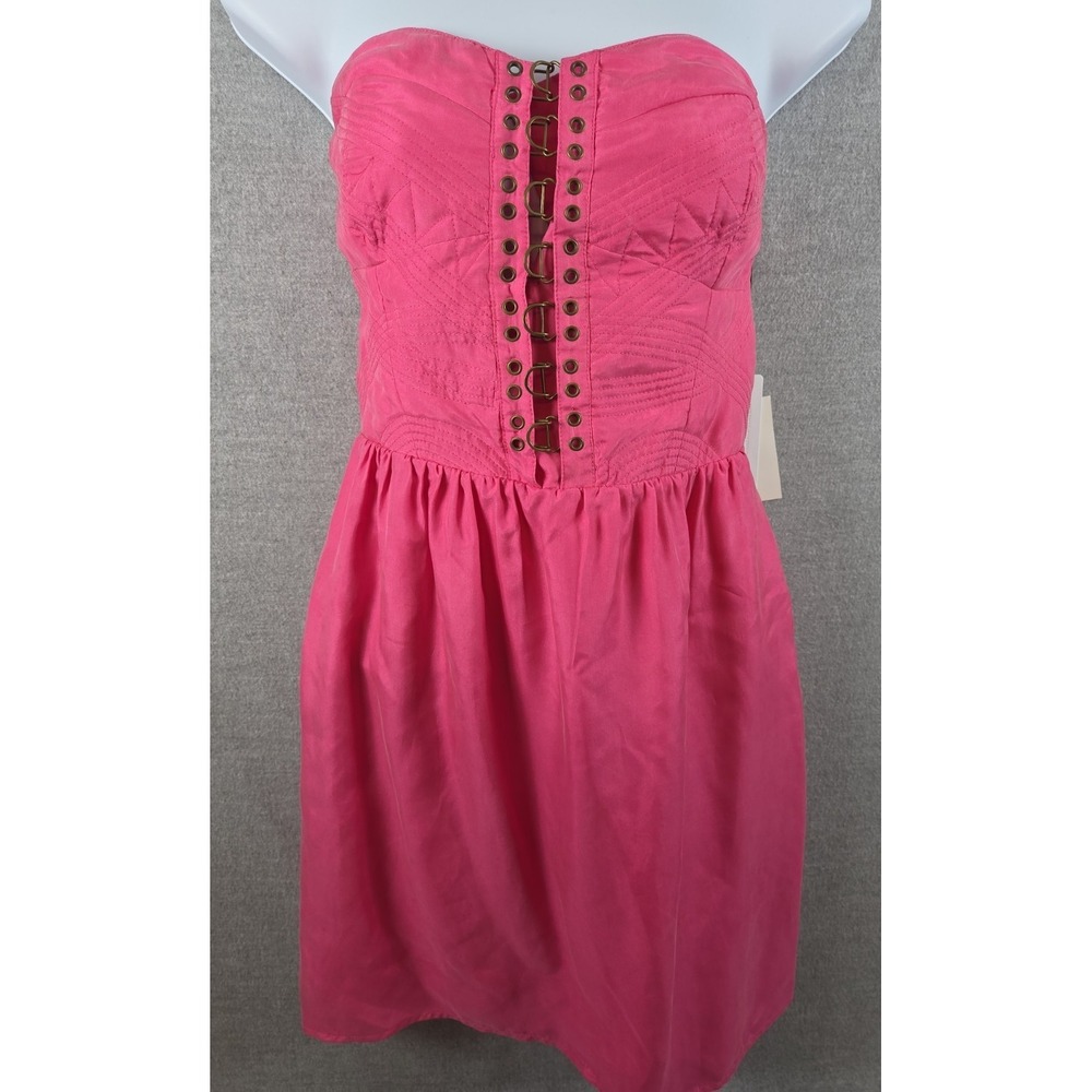 Twelfth‎ St. by Cynthia Vincent S Party Pink Silk Mini Corset Smocked Dress NEW